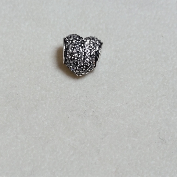 PANDORA Clear Pave Heart Charm Sterling Silver - Picture 4 of 7